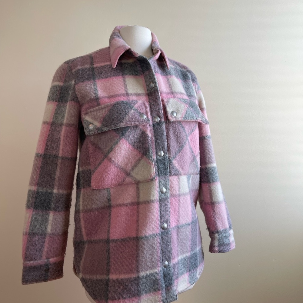 Plaid Pink and Gray Women's Jacket
